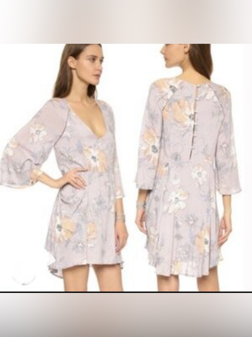 Free People Lavender Floral Flowy Midi Dress Pockets